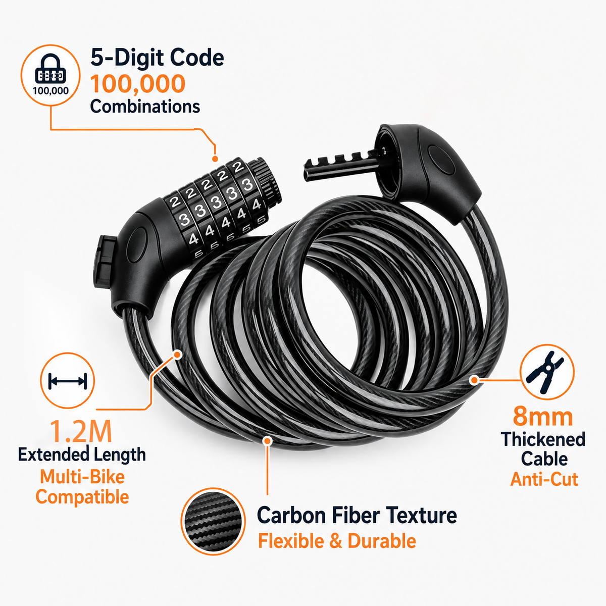 GEBIKE Combination Cable Lock