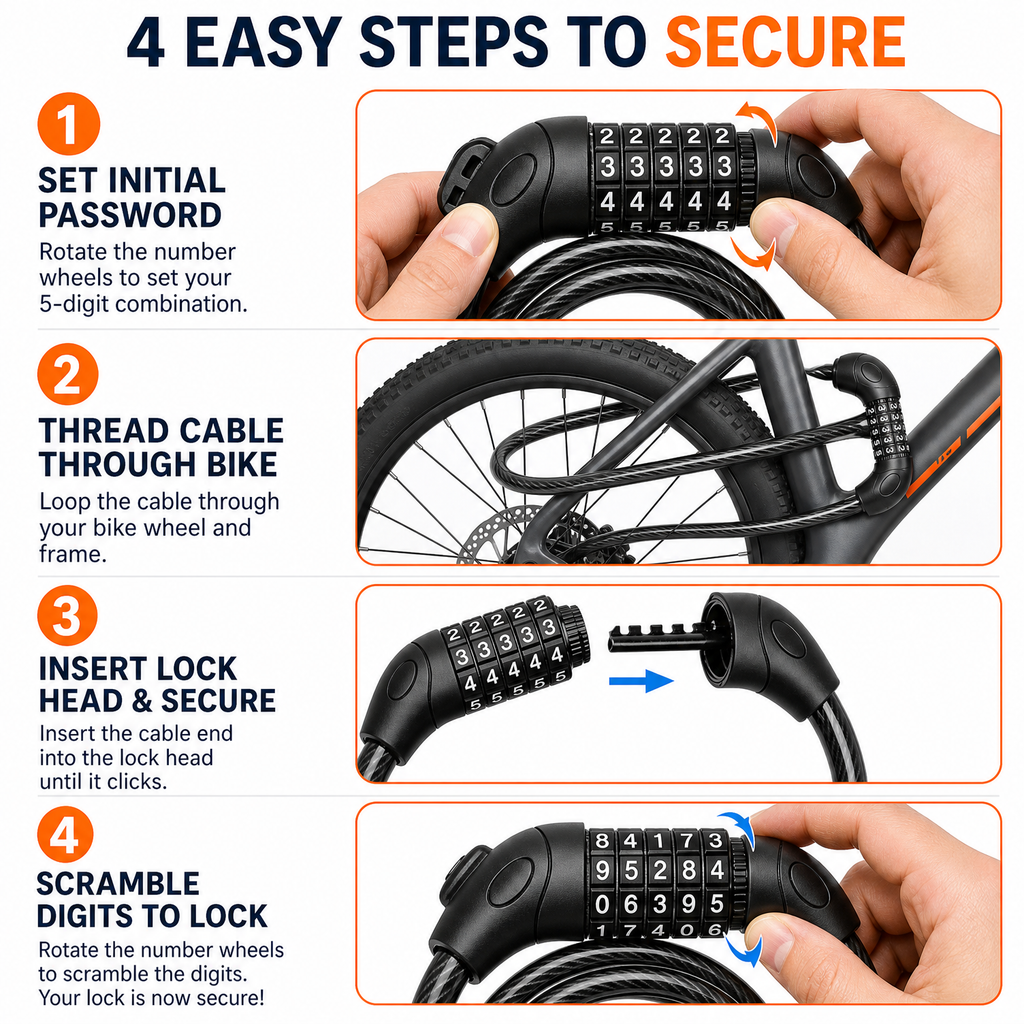 GEBIKE Combination Cable Lock